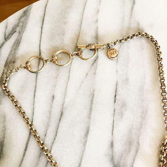 Jones New York Necklace Beaded Chain Multilayer Blue Gold Toned Classy - Picture 3 of 4